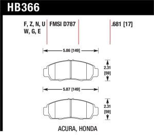 Acura CL Brake Pads - Front - Hawk Performance - HPS 5.0 - `01-`03